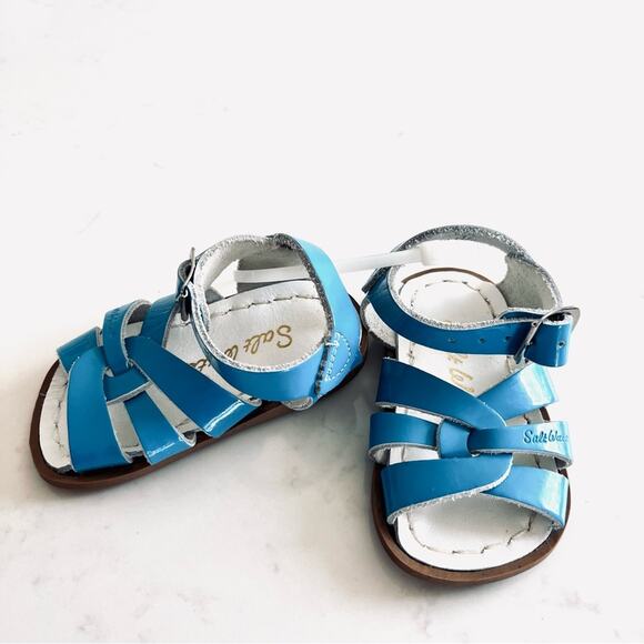 Salt Water Shiny Turquoise Sandals size infant 3  NWOT - Picture 2 of 5